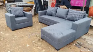 Exclusive Gray Color L Shape Sofas and a Single Seater