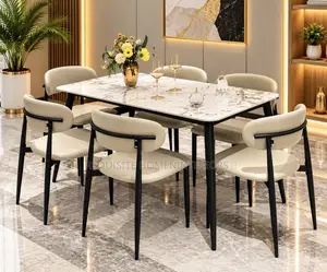 Modern 6-Seater Dining Set – With a Marble-Effect Tabletop