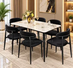 Modern 6-Seater Dining Set – With a Marble-Effect Tabletop