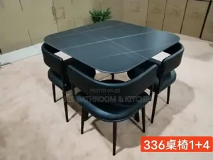 4 Black Seater Marble Dining Set