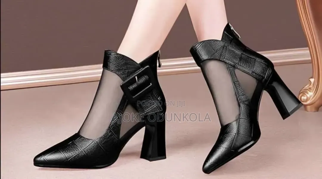 Black Mesh Ankle Boots