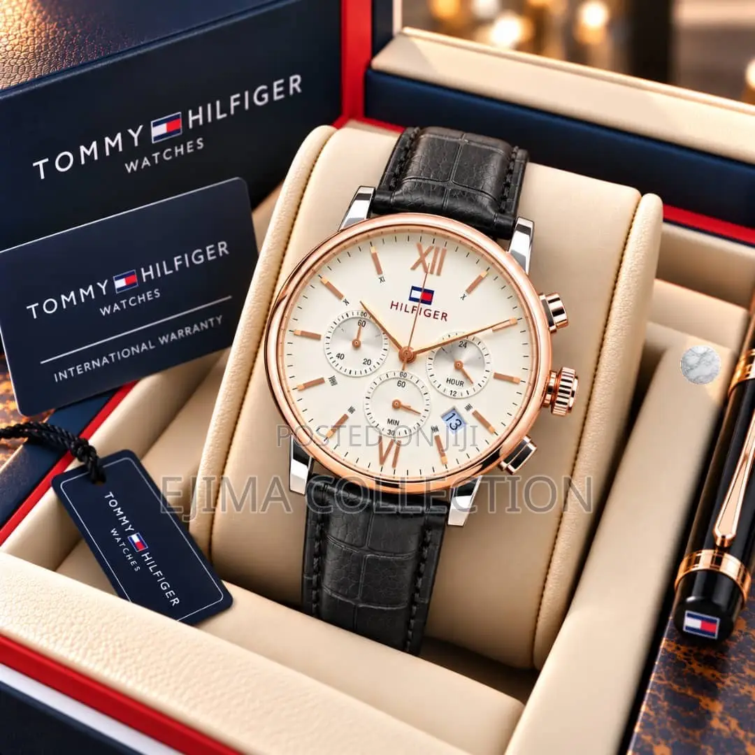 Premium Active Chronograph, Luxury Tommy Hilfiger Leather Strap Watch
