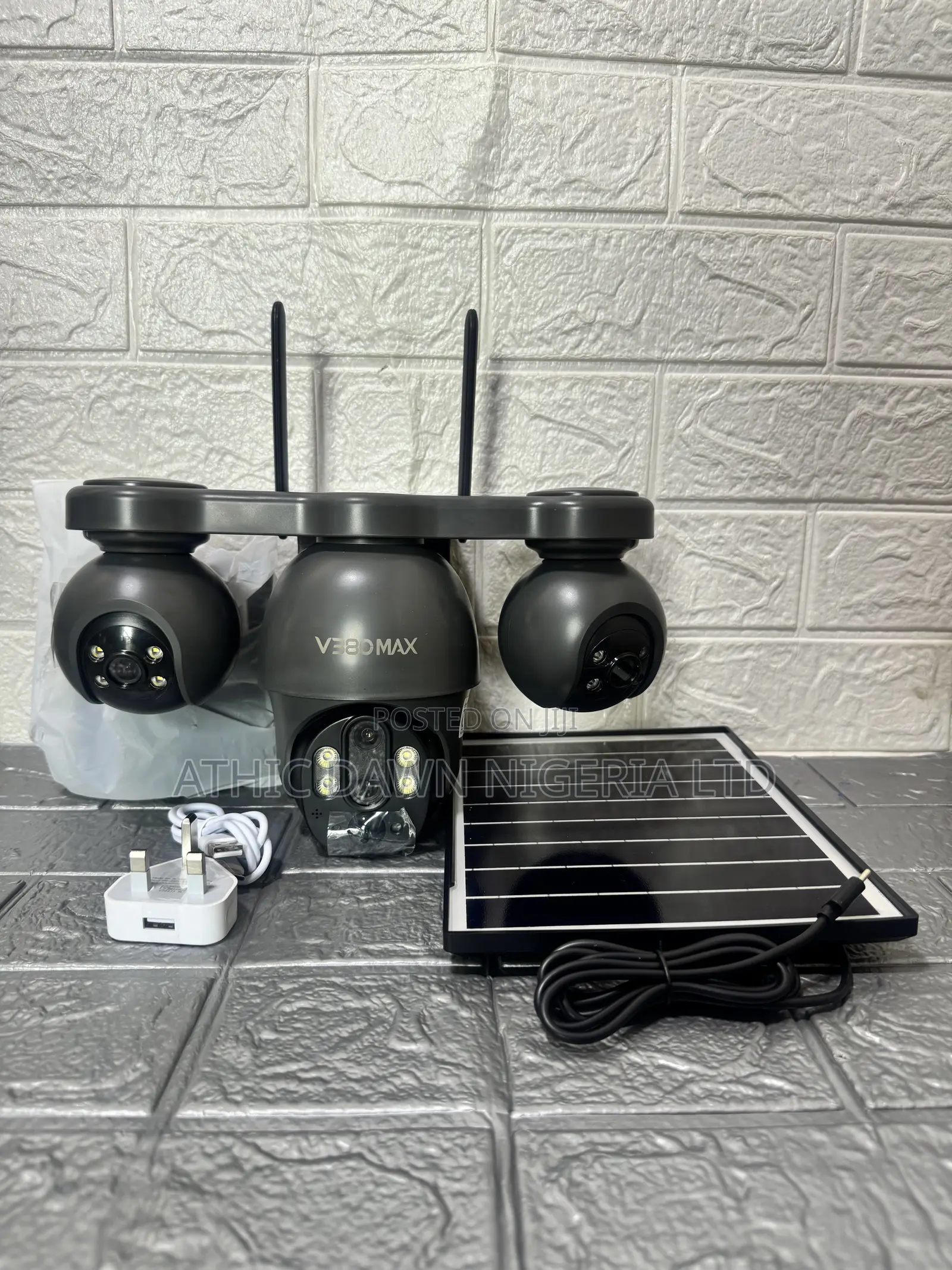 3 Lens V380max Solar AOV CCTV Camera 3 Rotating Lenses