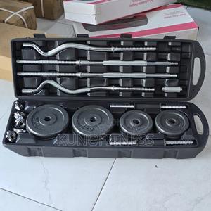 55KG Solid Iron Dumbbell & EZ Curl Barbell Set