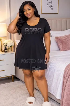 Women’s Black Bebe Nightgown With Rhinestone Design Size 2X