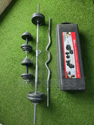 55kg Adjustable Dumbbell, Barbell & EZ Curl Bar Set