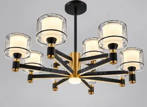Modern Black-and-Gold Multi-Arm LED Chandelier