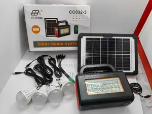 Solar Home Lighting Kit – 4 LED Bulbs + USB Phone Charging