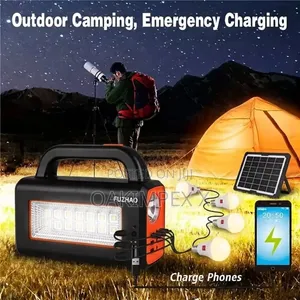 Solar Home Lighting Kit – 4 LED Bulbs + USB Phone Charging
