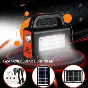 Solar Home Lighting Kit – 4 LED Bulbs + USB Phone Charging