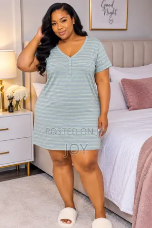 Women’s Sage Green Striped Nightgown XL