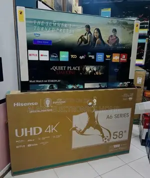 Hisense 58” UHD 4k Smart TV. (3HDM1, 2USB, 1AV). 10yrs Waranty