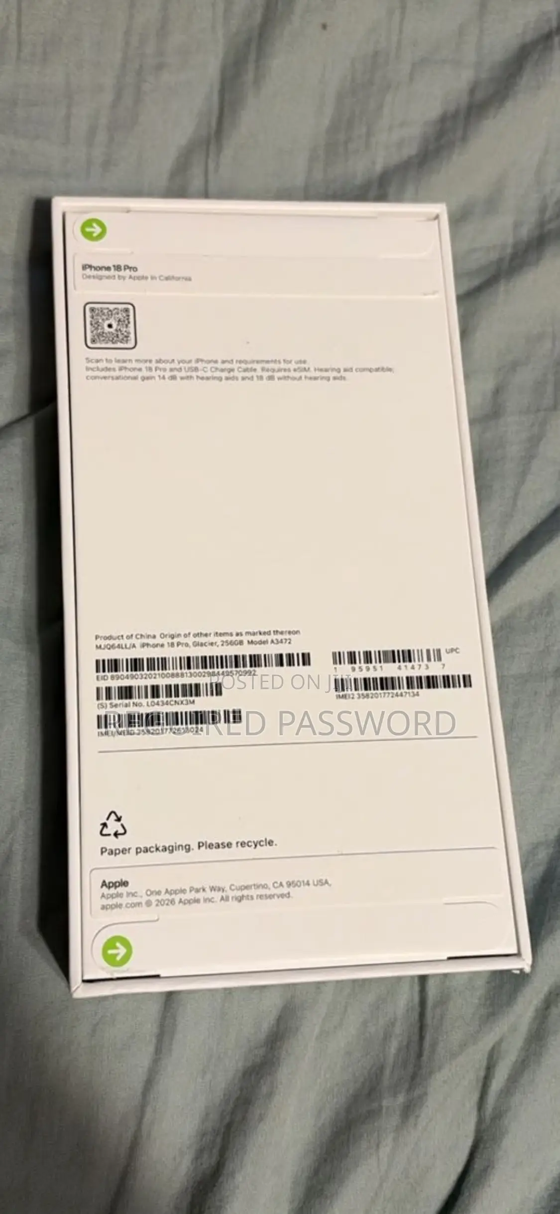 New Apple iPhone 18 Pro 256 GB Blue