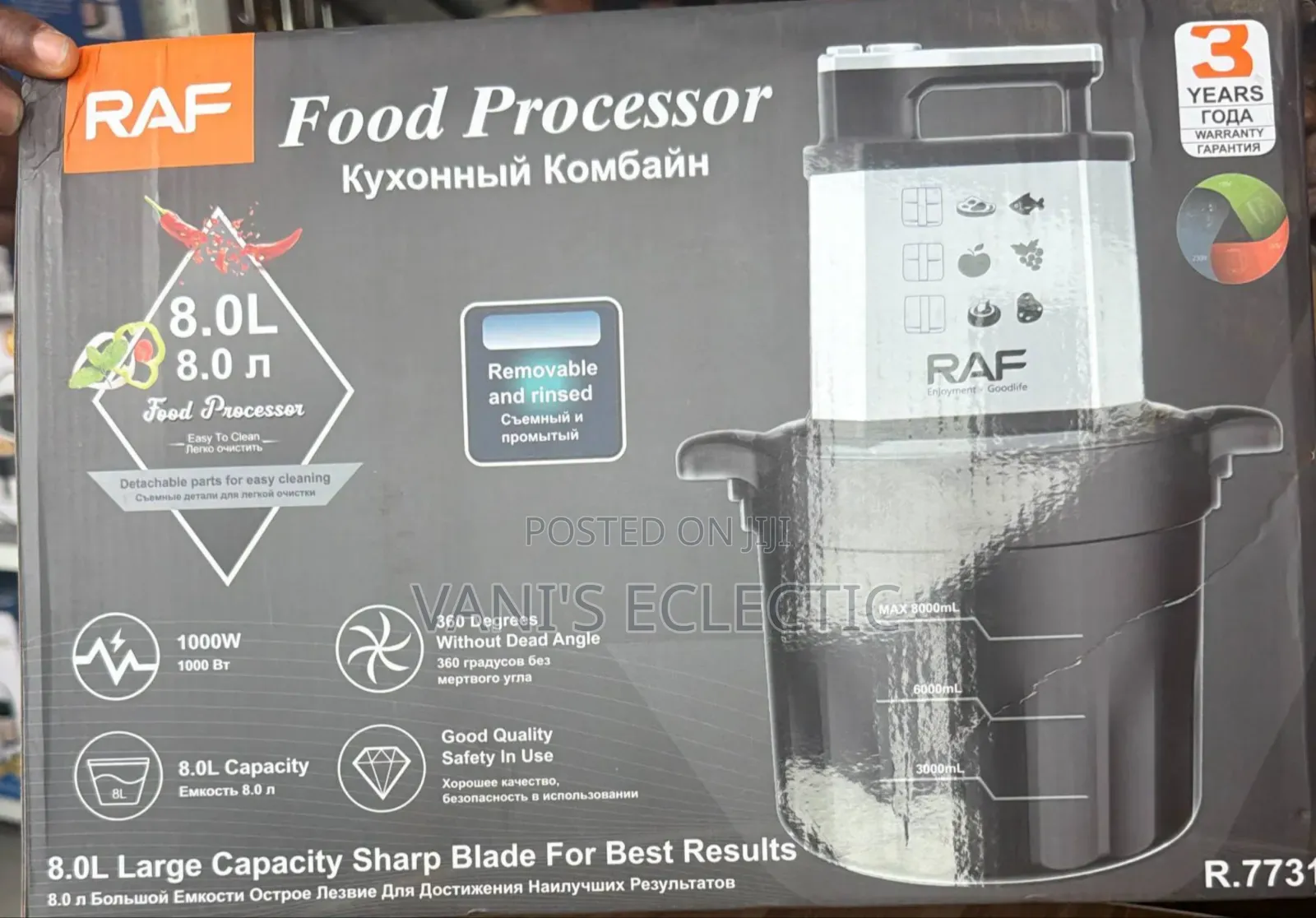 RAF 8L and 6L Multifunctional Food Processor and Yam Pounder (1000W)