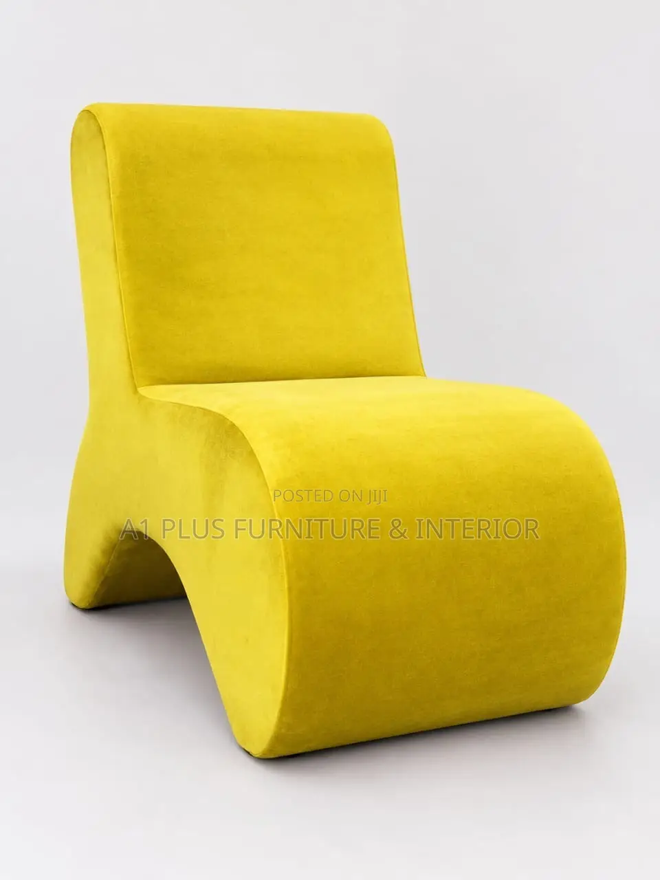 Modern Sculptural Accent Chair – Mustard Yellow