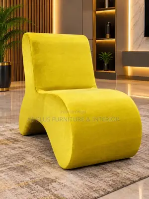 Modern Sculptural Accent Chair – Mustard Yellow
