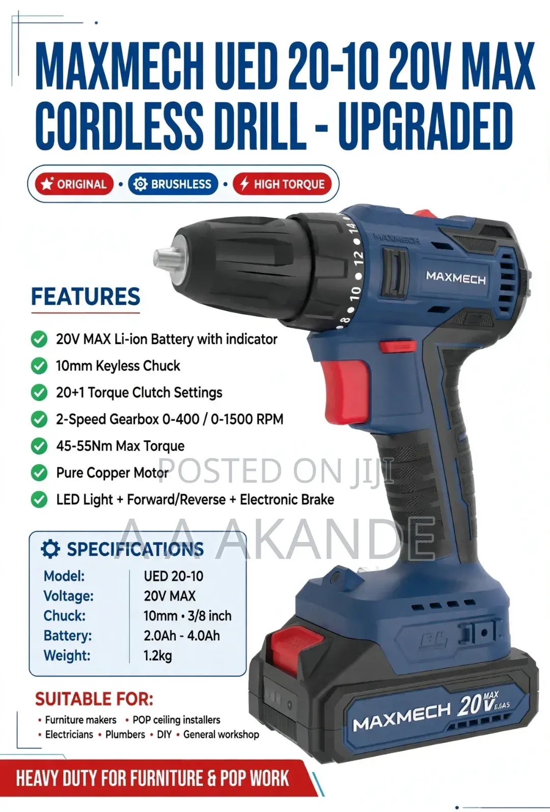 MAXMECH UED 20-10 - 20V MAX Cordless Drill/Driver