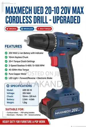 MAXMECH UED 20-10 - 20V MAX Cordless Drill/Driver