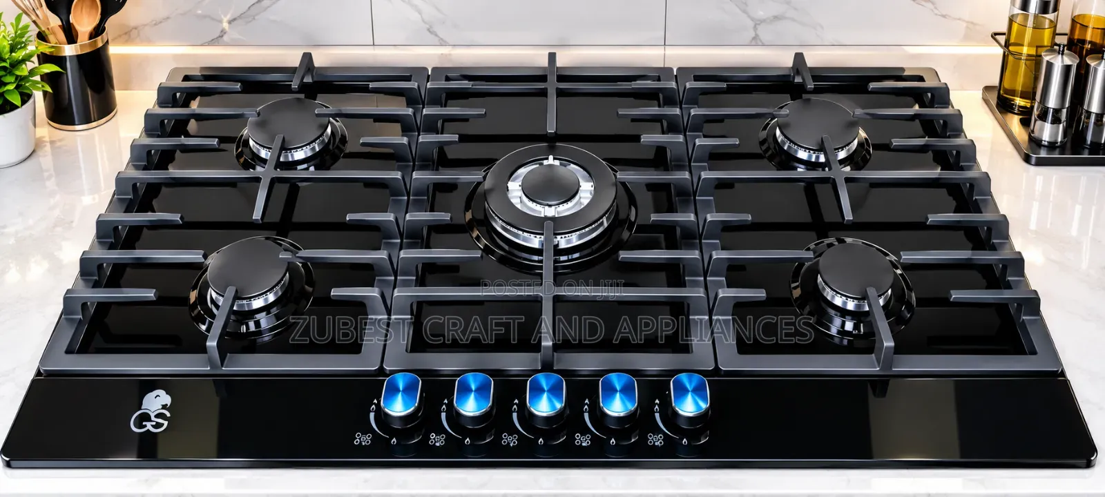 Black Stainless Steel 5 Burner