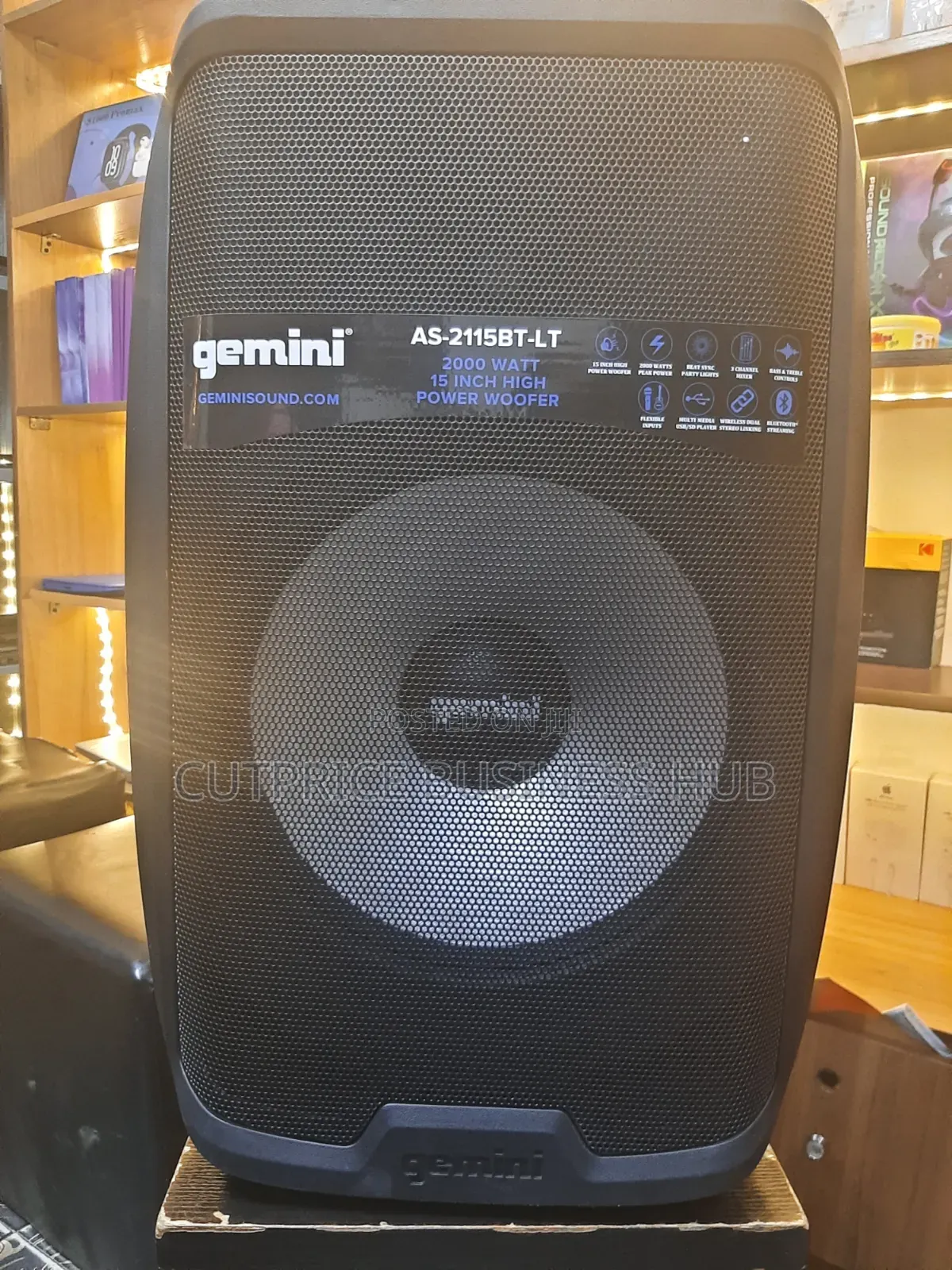 Gemini 15 Inch 2 Way Active Bluetooth Loudspeaker Package With Light