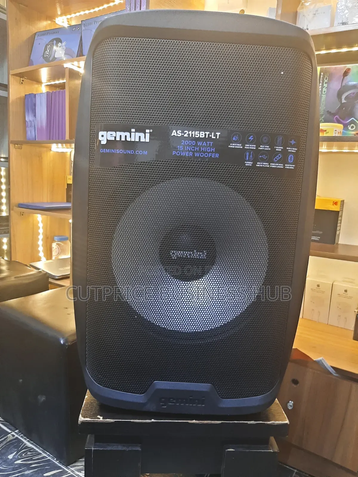 Gemini 15 Inch 2 Way Active Bluetooth Loudspeaker Package With Light