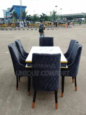 Brand New Luxury 6 Seaters Faux Marble Dining Set