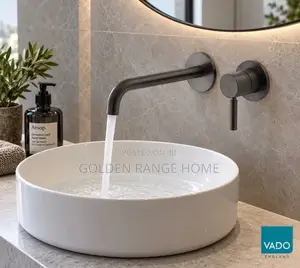 Brushed Grey Wall Mount Basin Tap