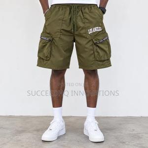 Men's Olive Green Cargo Shorts LOS ANGELES Summer Tactical Shorts