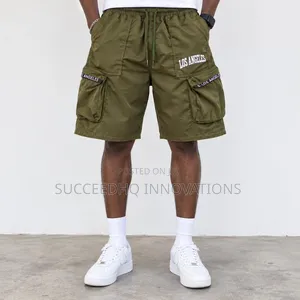 Men's Olive Green Cargo Shorts LOS ANGELES Summer Tactical Shorts