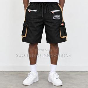 Men's Black Cargo Short Utility Summer Shorts With Zipper Pockets