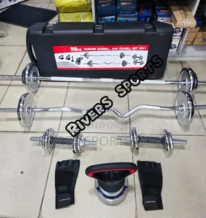 5in1 58kg Dumbbell Barbell Set With Zigzag Bar, Pushup Bar, Kettlebell