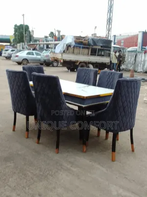 Brand New Luxury 6 Seaters Faux Marble Dining Set