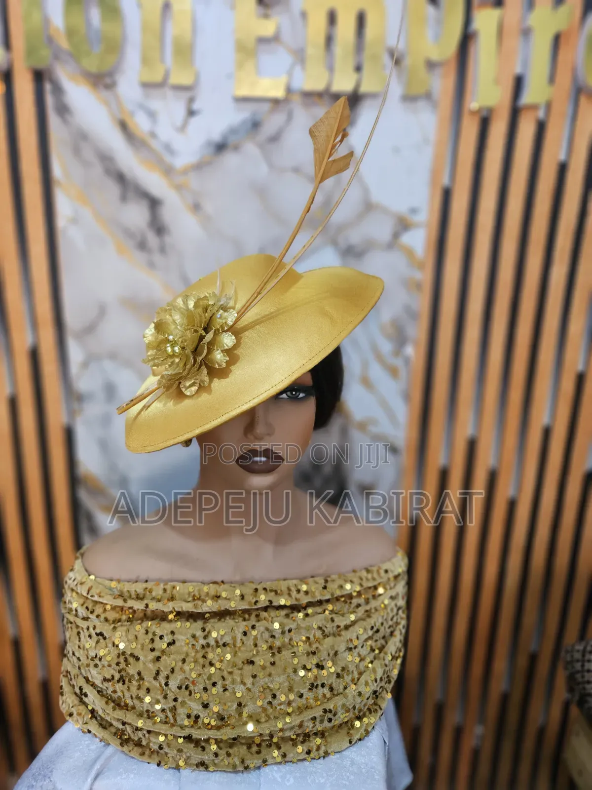 Gold Fascinator With Rose
