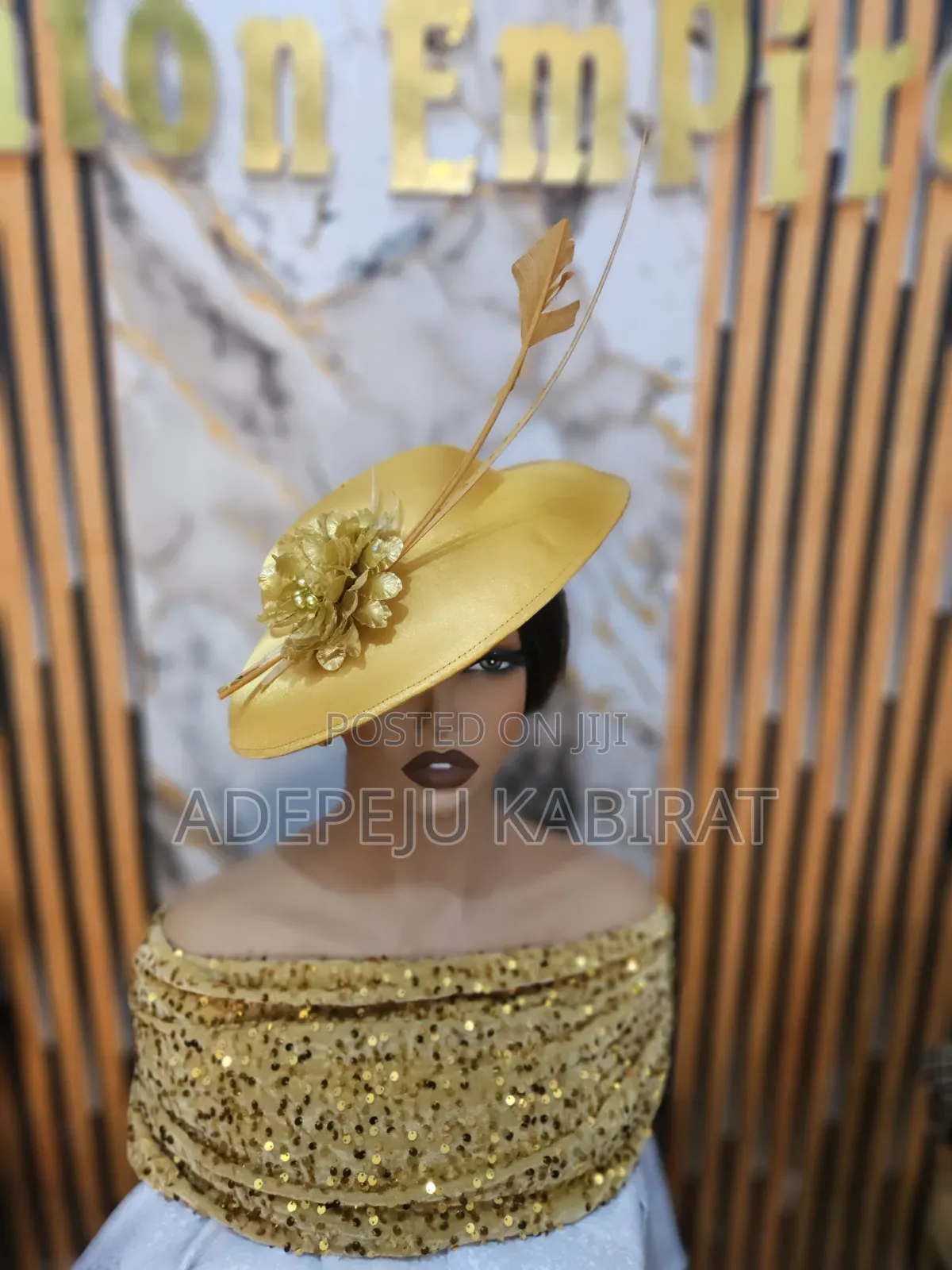 Gold Fascinator With Rose