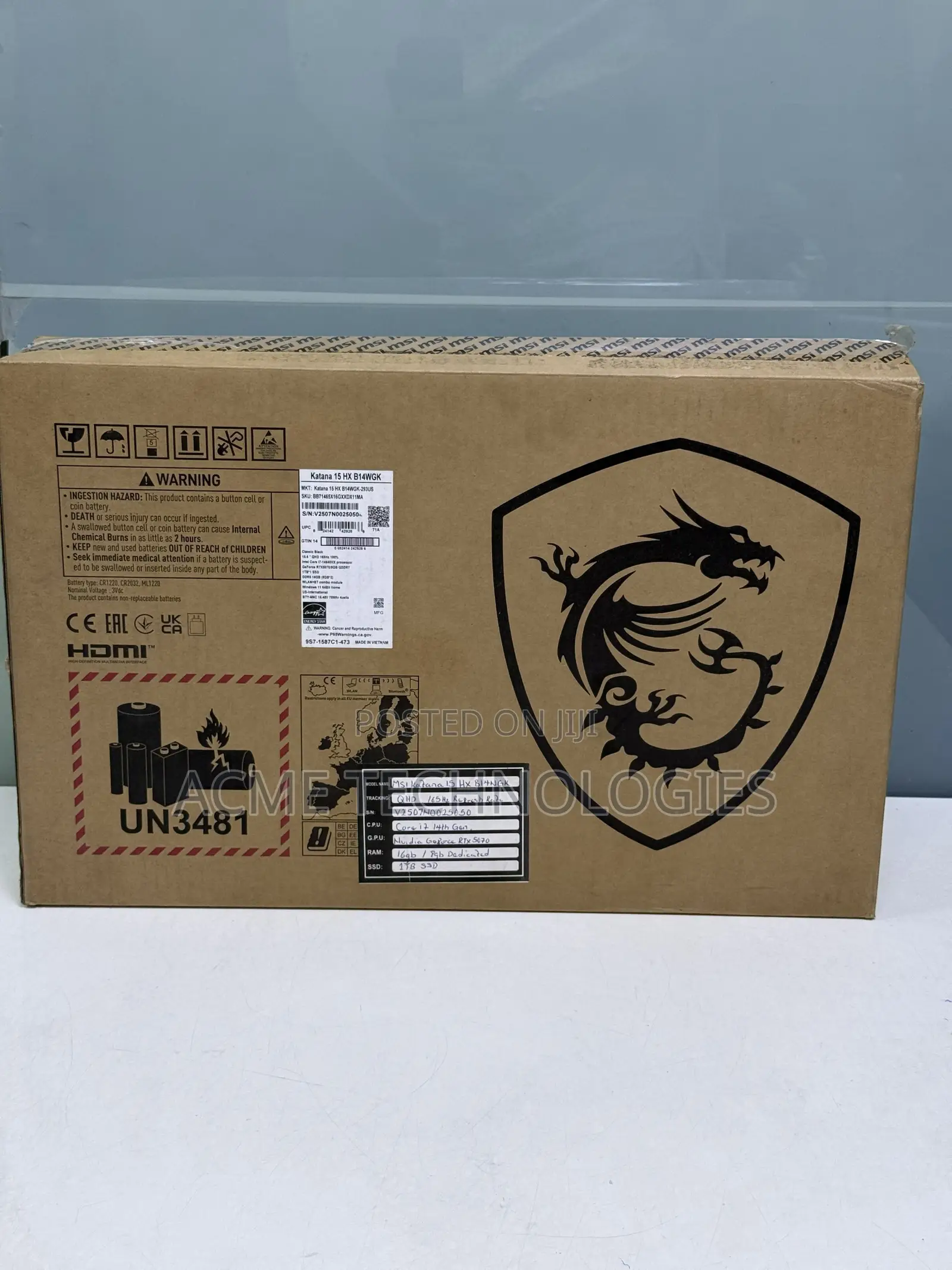 New Laptop MSI Katana 15 16GB Intel Core i7 SSD 1T