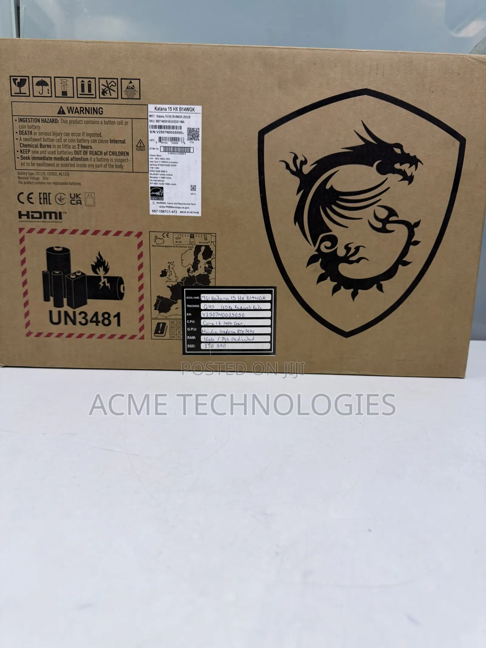 New Laptop MSI Katana 15 16GB Intel Core i7 SSD 1T