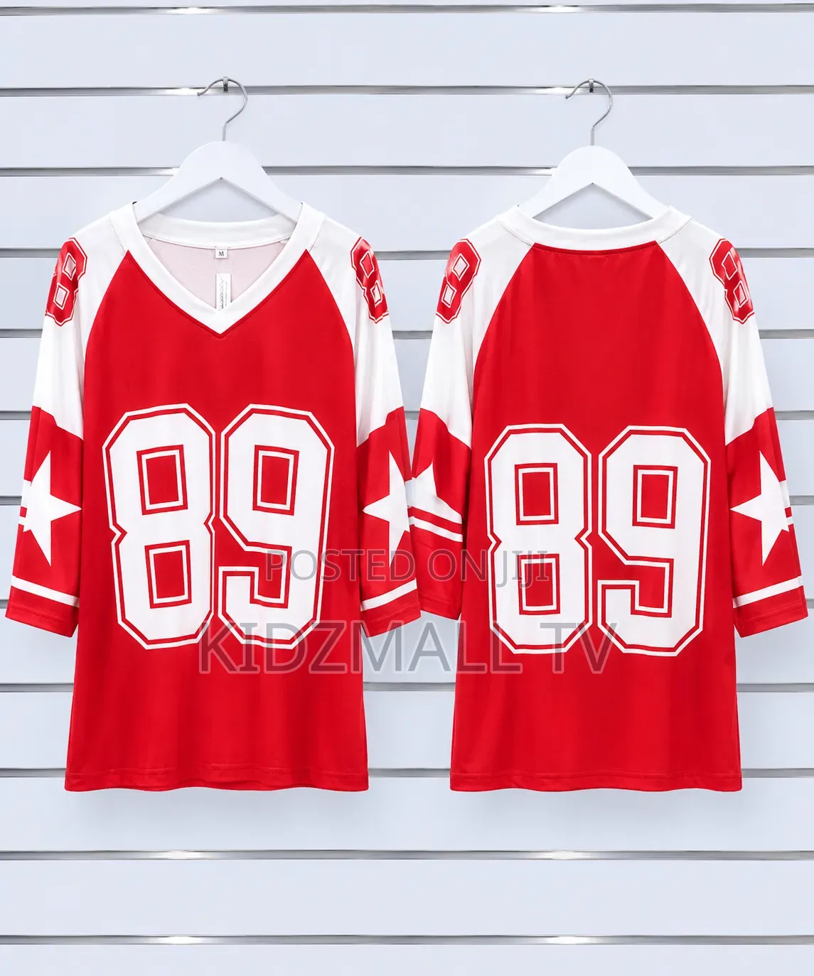 Red & White Oversized Athletic Jersey