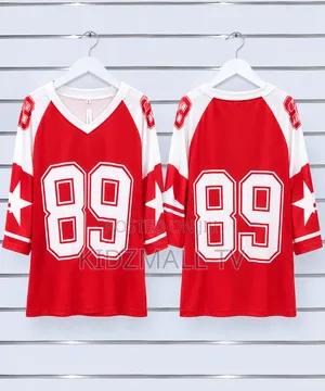 Red & White Oversized Athletic Jersey