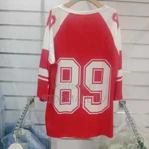 Red & White Oversized Athletic Jersey