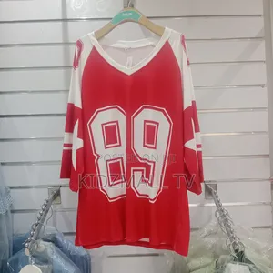 Red & White Oversized Athletic Jersey