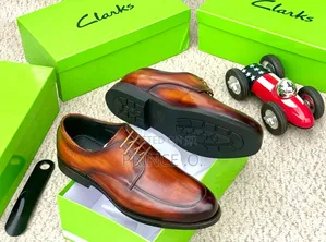 Brown/Dark Tan Clarks Leather Shoes
