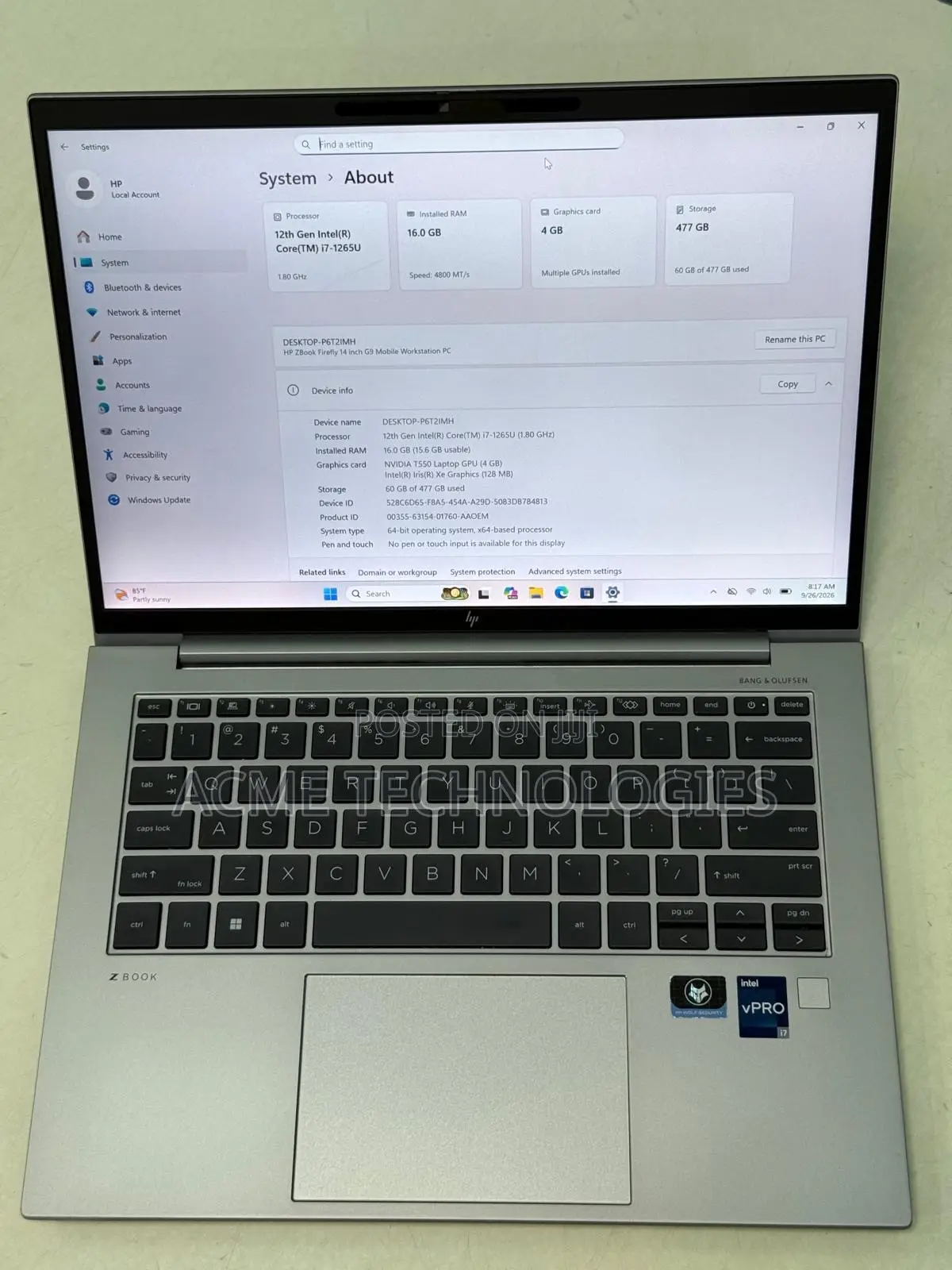 Laptop HP ZBook Firefly G9 16GB Intel Core i7 SSD 512GB