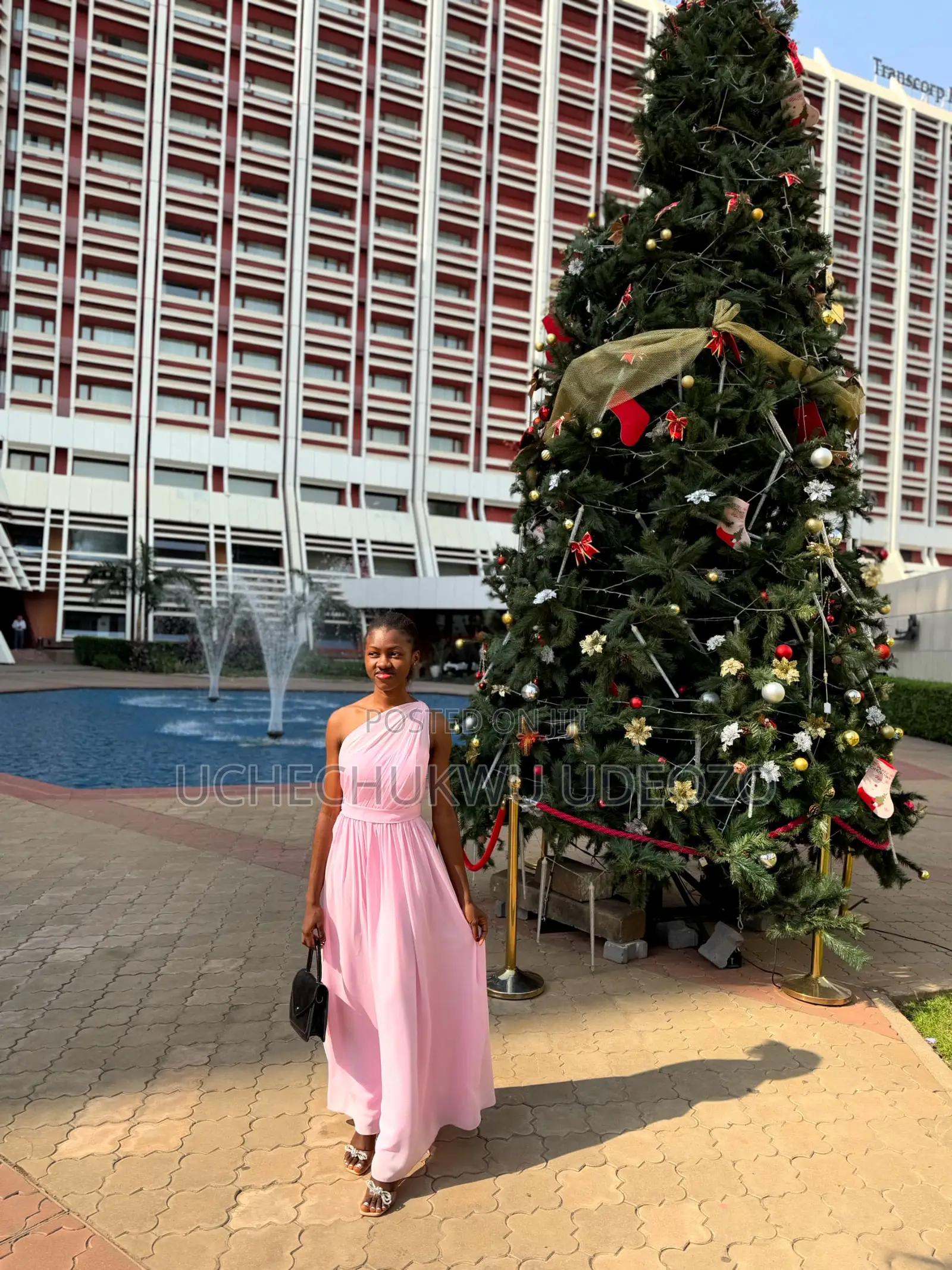 Stunning Pink Chiffon One-Shoulder Gown