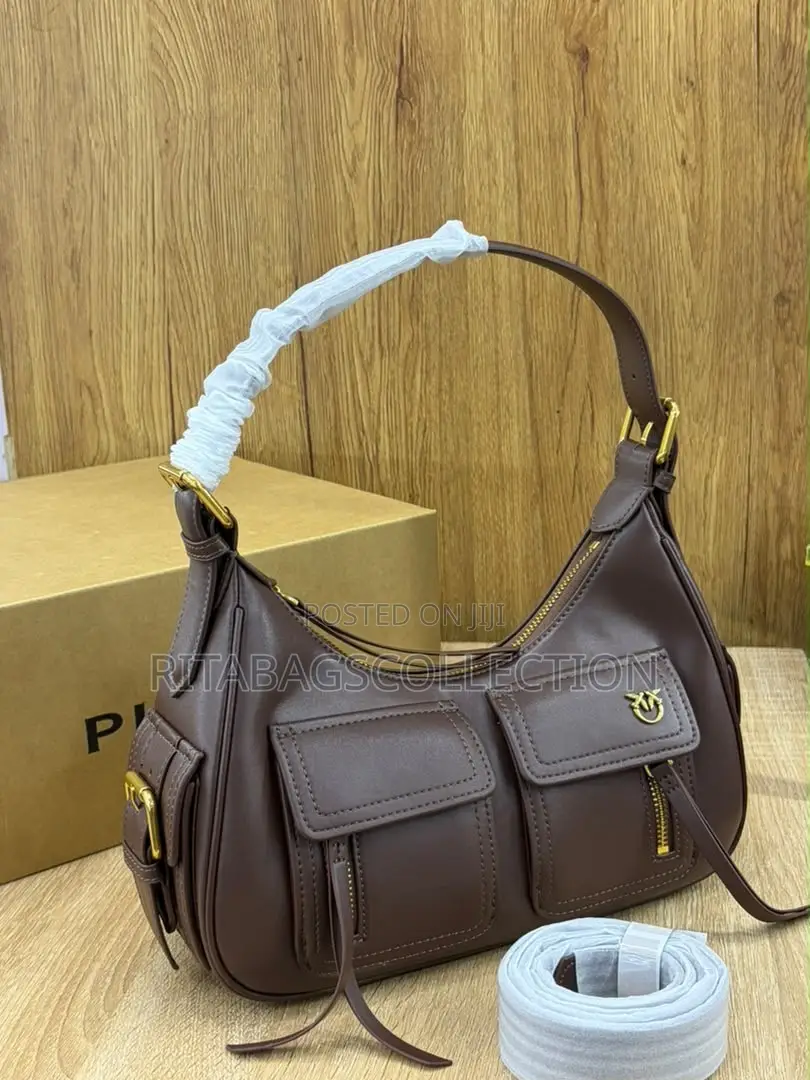 Pinko Suede Cargo Hobo Shoulder Bag
