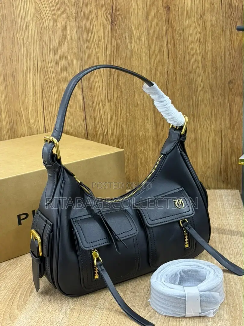 Pinko Suede Cargo Hobo Shoulder Bag