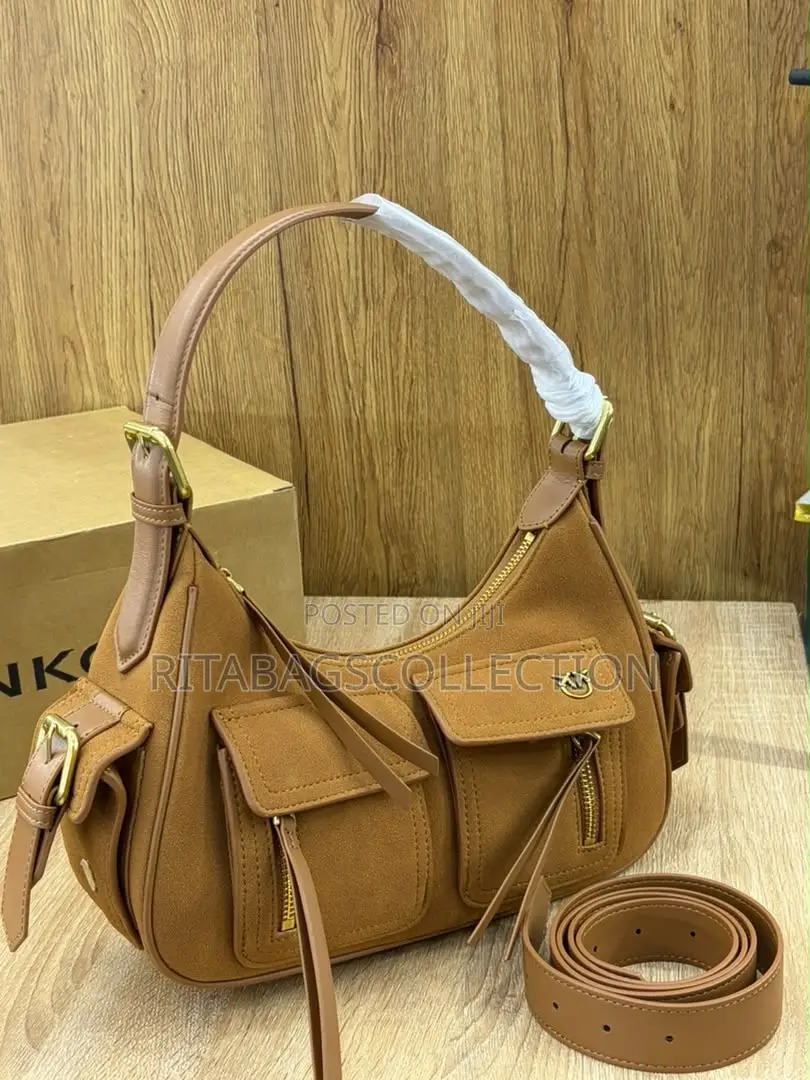 Pinko Suede Cargo Hobo Shoulder Bag
