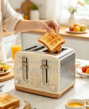 George Home CREAM Stainless Steel 4 Slice Deep Slots Toaster