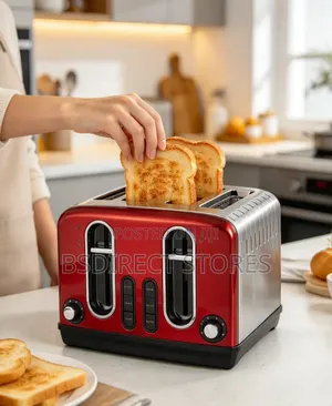 George Home RED Stainless Steel 4 Slice Deep Slots Toaster