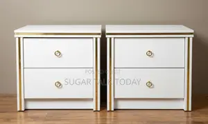 2 Bedside Drawers With Gold Rim