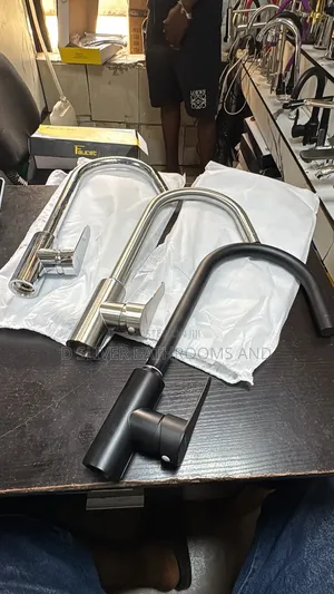 Mordern Kitchen Sink Mixer Tap Black Stainless and Silver Faucet